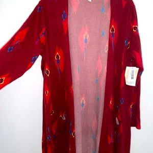 LulaRoe Red “Sarah” Duster Cardigan